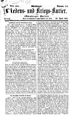 Nürnberger Friedens- und Kriegs-Kurier Freitag 24. April 1857