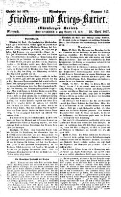 Nürnberger Friedens- und Kriegs-Kurier Mittwoch 29. April 1857