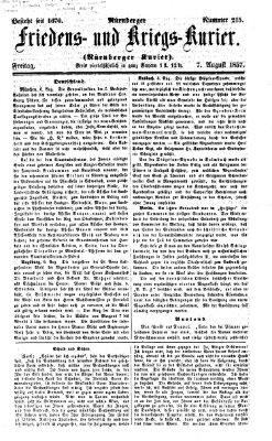 Nürnberger Friedens- und Kriegs-Kurier Freitag 7. August 1857