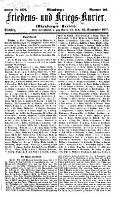 Nürnberger Friedens- und Kriegs-Kurier Dienstag 22. September 1857