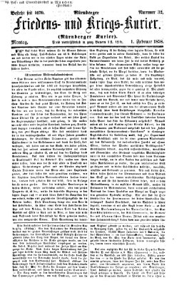 Nürnberger Friedens- und Kriegs-Kurier Montag 1. Februar 1858