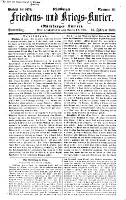 Nürnberger Friedens- und Kriegs-Kurier Donnerstag 18. Februar 1858