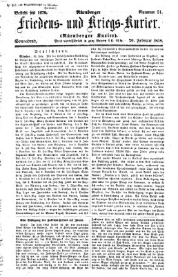 Nürnberger Friedens- und Kriegs-Kurier Samstag 20. Februar 1858