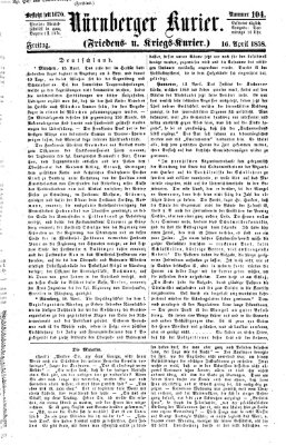 Nürnberger Kurier (Nürnberger Friedens- und Kriegs-Kurier) Freitag 16. April 1858