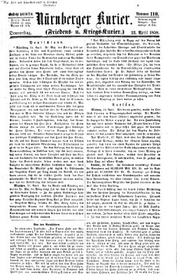 Nürnberger Kurier (Nürnberger Friedens- und Kriegs-Kurier) Donnerstag 22. April 1858