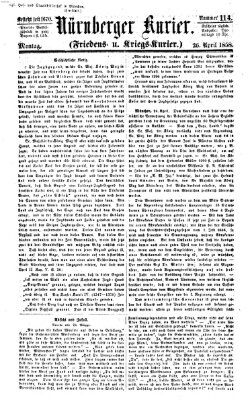 Nürnberger Kurier (Nürnberger Friedens- und Kriegs-Kurier) Montag 26. April 1858