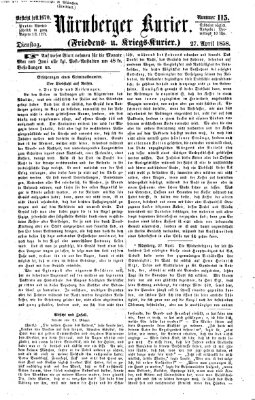 Nürnberger Kurier (Nürnberger Friedens- und Kriegs-Kurier) Dienstag 27. April 1858