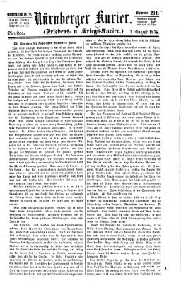 Nürnberger Kurier (Nürnberger Friedens- und Kriegs-Kurier) Dienstag 3. August 1858