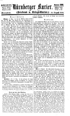 Nürnberger Kurier (Nürnberger Friedens- und Kriegs-Kurier) Samstag 14. August 1858