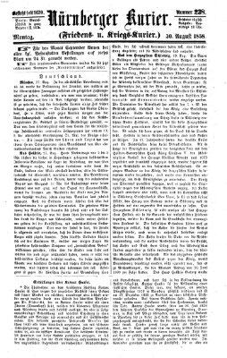 Nürnberger Kurier (Nürnberger Friedens- und Kriegs-Kurier) Montag 30. August 1858