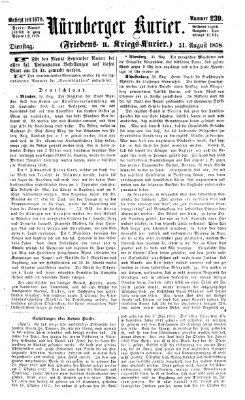 Nürnberger Kurier (Nürnberger Friedens- und Kriegs-Kurier) Dienstag 31. August 1858