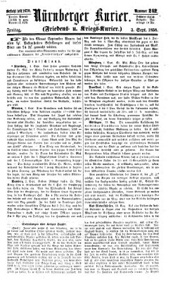 Nürnberger Kurier (Nürnberger Friedens- und Kriegs-Kurier) Freitag 3. September 1858