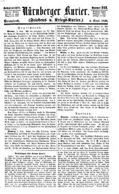 Nürnberger Kurier (Nürnberger Friedens- und Kriegs-Kurier) Samstag 4. September 1858