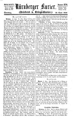 Nürnberger Kurier (Nürnberger Friedens- und Kriegs-Kurier) Sonntag 19. September 1858