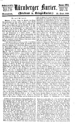 Nürnberger Kurier (Nürnberger Friedens- und Kriegs-Kurier) Samstag 25. September 1858