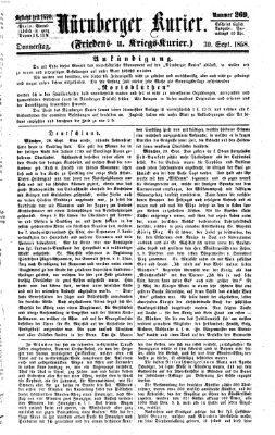 Nürnberger Kurier (Nürnberger Friedens- und Kriegs-Kurier) Donnerstag 30. September 1858