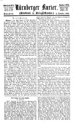 Nürnberger Kurier (Nürnberger Friedens- und Kriegs-Kurier) Samstag 2. Oktober 1858