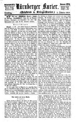 Nürnberger Kurier (Nürnberger Friedens- und Kriegs-Kurier) Dienstag 5. Oktober 1858