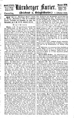 Nürnberger Kurier (Nürnberger Friedens- und Kriegs-Kurier) Donnerstag 7. Oktober 1858