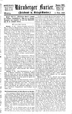 Nürnberger Kurier (Nürnberger Friedens- und Kriegs-Kurier) Montag 1. November 1858