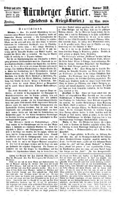 Nürnberger Kurier (Nürnberger Friedens- und Kriegs-Kurier) Freitag 12. November 1858