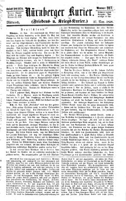 Nürnberger Kurier (Nürnberger Friedens- und Kriegs-Kurier) Mittwoch 17. November 1858