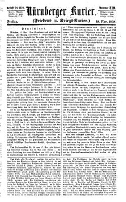 Nürnberger Kurier (Nürnberger Friedens- und Kriegs-Kurier) Freitag 19. November 1858