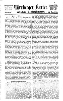 Nürnberger Kurier (Nürnberger Friedens- und Kriegs-Kurier) Mittwoch 22. Dezember 1858