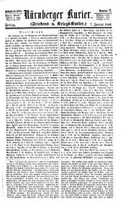 Nürnberger Kurier (Nürnberger Friedens- und Kriegs-Kurier) Freitag 7. Januar 1859