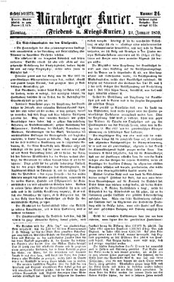 Nürnberger Kurier (Nürnberger Friedens- und Kriegs-Kurier) Montag 24. Januar 1859