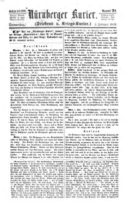 Nürnberger Kurier (Nürnberger Friedens- und Kriegs-Kurier) Donnerstag 3. Februar 1859