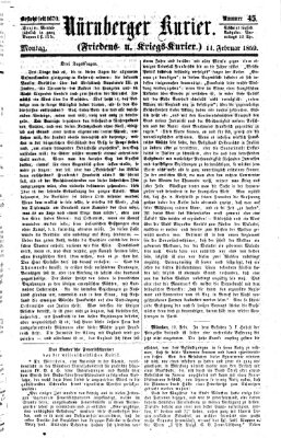 Nürnberger Kurier (Nürnberger Friedens- und Kriegs-Kurier) Montag 14. Februar 1859