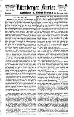 Nürnberger Kurier (Nürnberger Friedens- und Kriegs-Kurier) Freitag 18. Februar 1859