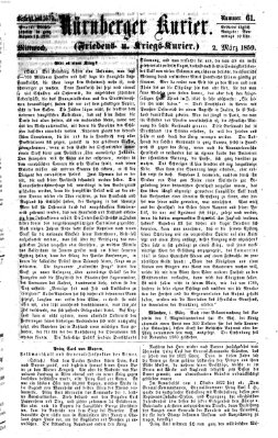 Nürnberger Kurier (Nürnberger Friedens- und Kriegs-Kurier) Mittwoch 2. März 1859