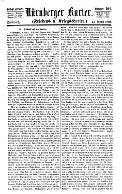 Nürnberger Kurier (Nürnberger Friedens- und Kriegs-Kurier) Mittwoch 13. April 1859