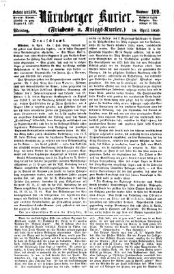 Nürnberger Kurier (Nürnberger Friedens- und Kriegs-Kurier) Monday 18. April 1859