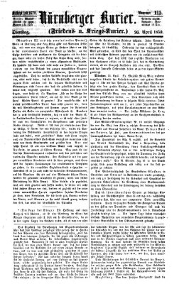 Nürnberger Kurier (Nürnberger Friedens- und Kriegs-Kurier) Dienstag 26. April 1859