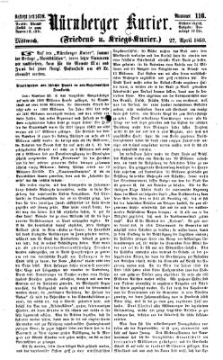 Nürnberger Kurier (Nürnberger Friedens- und Kriegs-Kurier) Mittwoch 27. April 1859