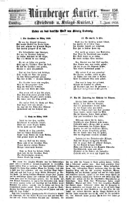 Nürnberger Kurier (Nürnberger Friedens- und Kriegs-Kurier) Dienstag 7. Juni 1859