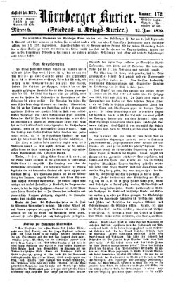 Nürnberger Kurier (Nürnberger Friedens- und Kriegs-Kurier) Mittwoch 22. Juni 1859