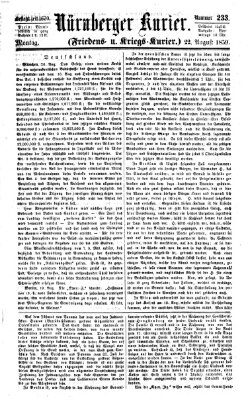 Nürnberger Kurier (Nürnberger Friedens- und Kriegs-Kurier) Montag 22. August 1859