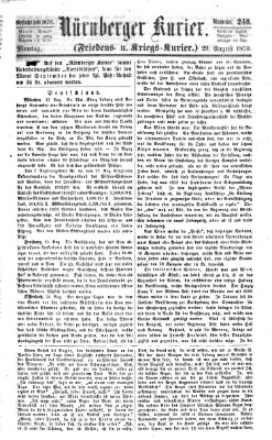 Nürnberger Kurier (Nürnberger Friedens- und Kriegs-Kurier) Montag 29. August 1859