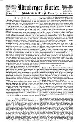 Nürnberger Kurier (Nürnberger Friedens- und Kriegs-Kurier) Freitag 16. September 1859