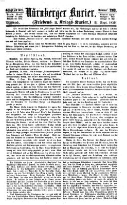 Nürnberger Kurier (Nürnberger Friedens- und Kriegs-Kurier) Mittwoch 21. September 1859