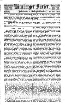 Nürnberger Kurier (Nürnberger Friedens- und Kriegs-Kurier) Montag 26. September 1859