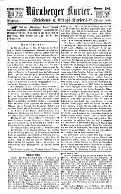 Nürnberger Kurier (Nürnberger Friedens- und Kriegs-Kurier) Montag 17. Oktober 1859