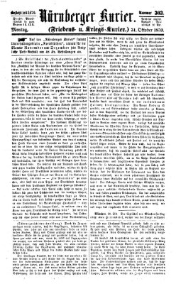 Nürnberger Kurier (Nürnberger Friedens- und Kriegs-Kurier) Montag 31. Oktober 1859