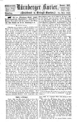 Nürnberger Kurier (Nürnberger Friedens- und Kriegs-Kurier) Dienstag 15. November 1859