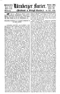 Nürnberger Kurier (Nürnberger Friedens- und Kriegs-Kurier) Mittwoch 16. November 1859