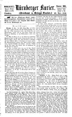 Nürnberger Kurier (Nürnberger Friedens- und Kriegs-Kurier) Dienstag 29. November 1859
